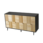 Four-Door Black Cabinet with Carved Pine Door Panels & Iron Hardware