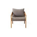 28" Grey Outdoor Club Chair with Acacia Wood Frame, PE Rattan Weave & Cushion