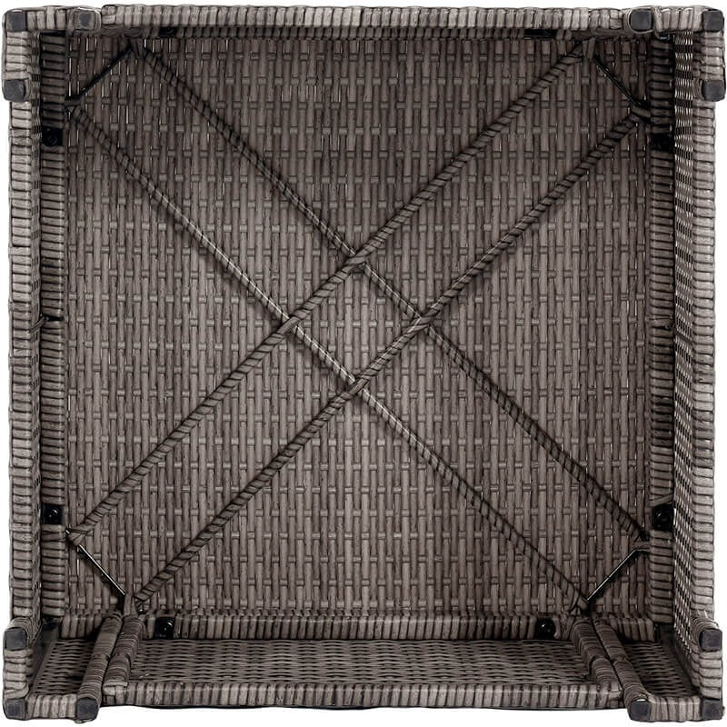 Beige 6-Piece Rattan Outdoor Patio Set with Storage Table, Ottoman & Cushions