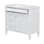 36" White Freestanding Bathroom Vanity with Sink, 3 Drawers & Cabinet