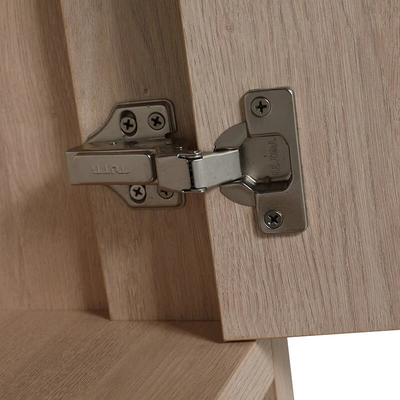 30" Light Oak Freestanding Bathroom Vanity with Black Ceramic Sink & Adjustable Shelf