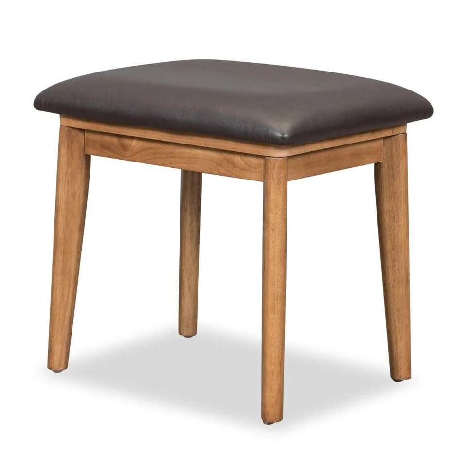 43" Brown Classic Makeup Vanity Set with Flip-Top Mirror & Upholstered Stool