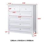 Antique White 6-Drawer Solid Wood Chest of Drawers with Round Handles