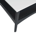 48" Mid-Century Two-Tone Coffee Table with Off-White Top & Black Base