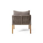 28" Grey Outdoor Club Chair with Acacia Wood Frame, PE Rattan Weave & Cushion