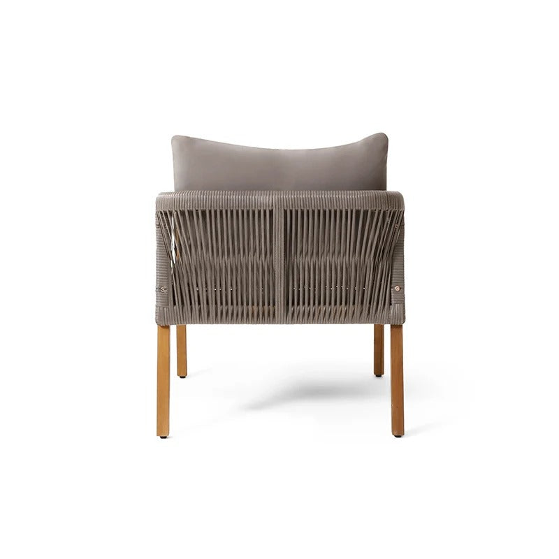 28" Grey Outdoor Club Chair with Acacia Wood Frame, PE Rattan Weave & Cushion