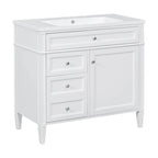 36" White Freestanding Bathroom Vanity with Sink, 3 Drawers & Cabinet