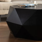 38" Black Geometric Coffee Table with 3D Embossed Surface