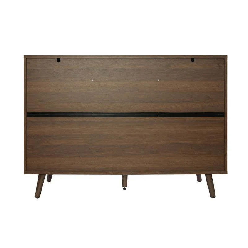 Four-Drawer Walnut Cabinet with Diamond Relief Doors & 2 Doors