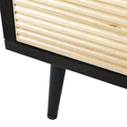 Four-Door Black Cabinet with Carved Pine Door Panels & Iron Hardware