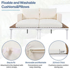 Lit de jour d'extérieur moderne beige 2 en 1 avec espace latéral recouvert de bois