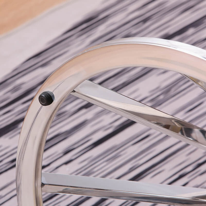 Round Silver Glass Side Table with Spiral Stainless Steel Frame