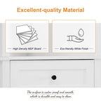 Tall White Bathroom Corner Cabinet with 3 Drawers & Adjustable Shelves