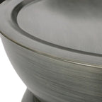 Round Iron Hourglass Coffee Table in Brushed Antique Silver