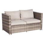 Graues 6-teiliges Gartenmöbelset aus Rattan mit wasserfesten Kissen