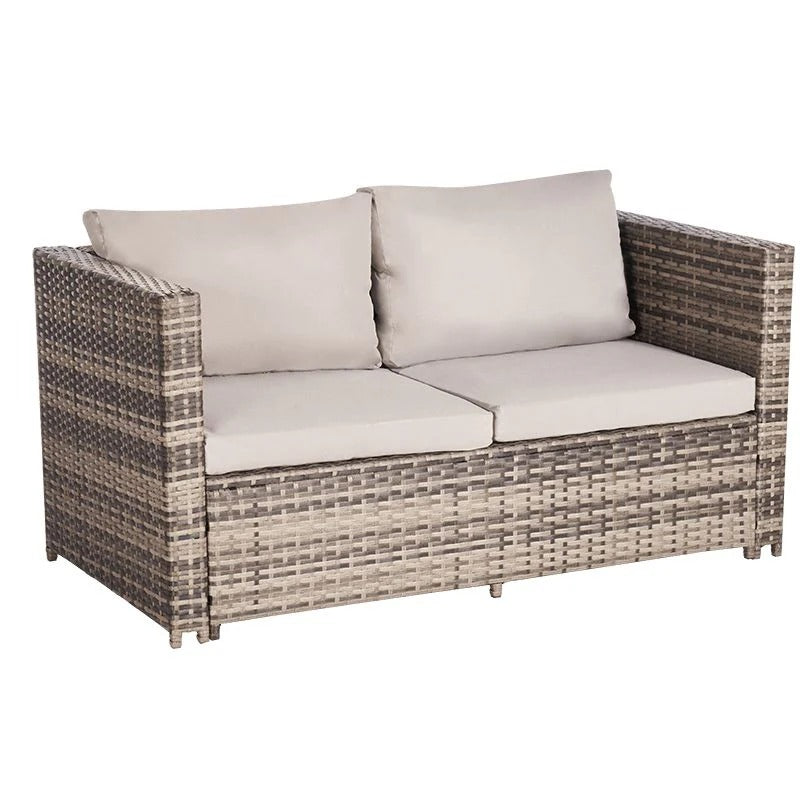 Graues 6-teiliges Gartenmöbelset aus Rattan mit wasserfesten Kissen