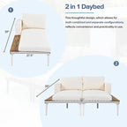 Lit de jour d'extérieur moderne beige 2 en 1 avec espace latéral recouvert de bois
