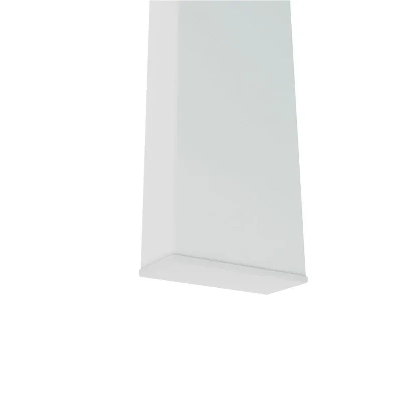 39" White Frosted Glass Rectangular Coffee Table with Lower Shelf