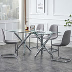71" Clear Tempered Glass Rectangular Dining Table with Silver Chrome Legs