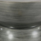 Round Iron Hourglass Coffee Table in Brushed Antique Silver