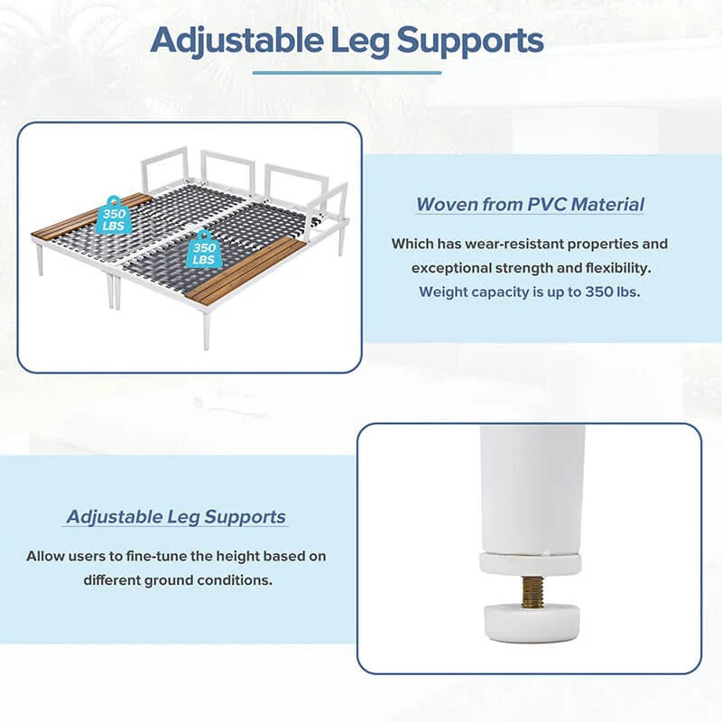 Lit de jour d'extérieur moderne beige 2 en 1 avec espace latéral recouvert de bois