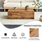 Rectangle Walnut Wood Coffee Table with Natural Texture Pattern