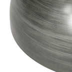 Round Iron Hourglass Coffee Table in Brushed Antique Silver