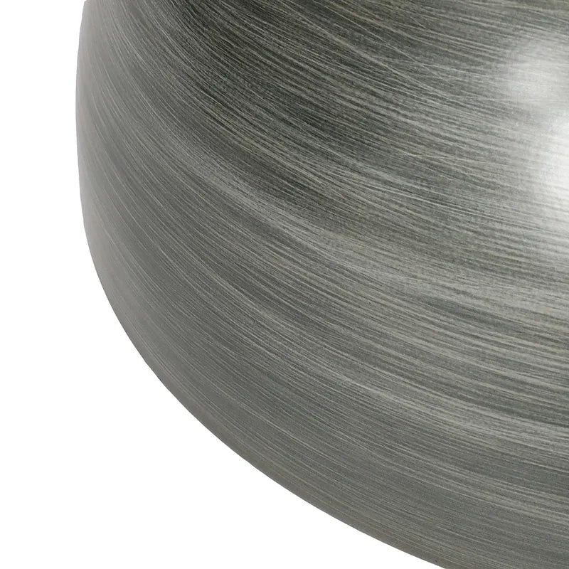 Round Iron Hourglass Coffee Table in Brushed Antique Silver