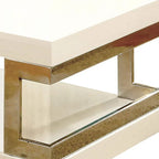 Rechteckiger, moderner, hochglänzend lackierter weißer Couchtisch mit offenem Stauraum