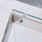 Square Top Silver Glass Nesting End Table with Stainless Steel Legs
