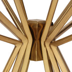 Round Glass and Gold Metal Side Table with Sunburst Base Design