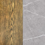 Moderner runder Couchtisch aus mattem Holz mit offenem Ablagefach