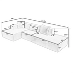 Modern beige L-shaped sectional sofa with left chaise and detailed measurements - Elirian