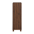 Farmhouse wooden wine cabinet with dark walnut finish and sturdy legs - Elirian