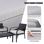 4-Piece Black & Grey PE Wicker Patio Conversation Set with Cushions & Coffee Table
