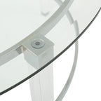 Round Clear Glass Coffee Table with Acrylic and Iron Accents in Modern Design