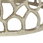 Round Aluminum Side Table with Mesh Pattern in Nickel Finish