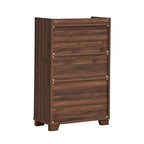 Farmhouse wooden wine cabinet dark walnut finish glass holder storage - Elirian