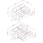 Canapé-lit convertible moderne en velours capitonné avec rangement et port USB