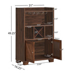 Farmhouse wooden wine cabinet with X-shaped rack and glass holder storage - Elirian