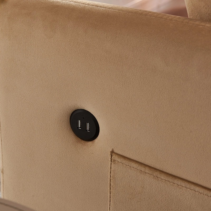 Canapé-lit convertible moderne en velours capitonné avec rangement et port USB