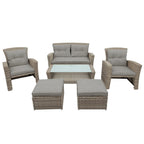 Modern 4-Piece PE Rattan Outdoor Patio Set with Ottoman & Cushions