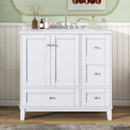 Meuble-lavabo blanc moderne avec chargeur USB, tiroirs et lavabo