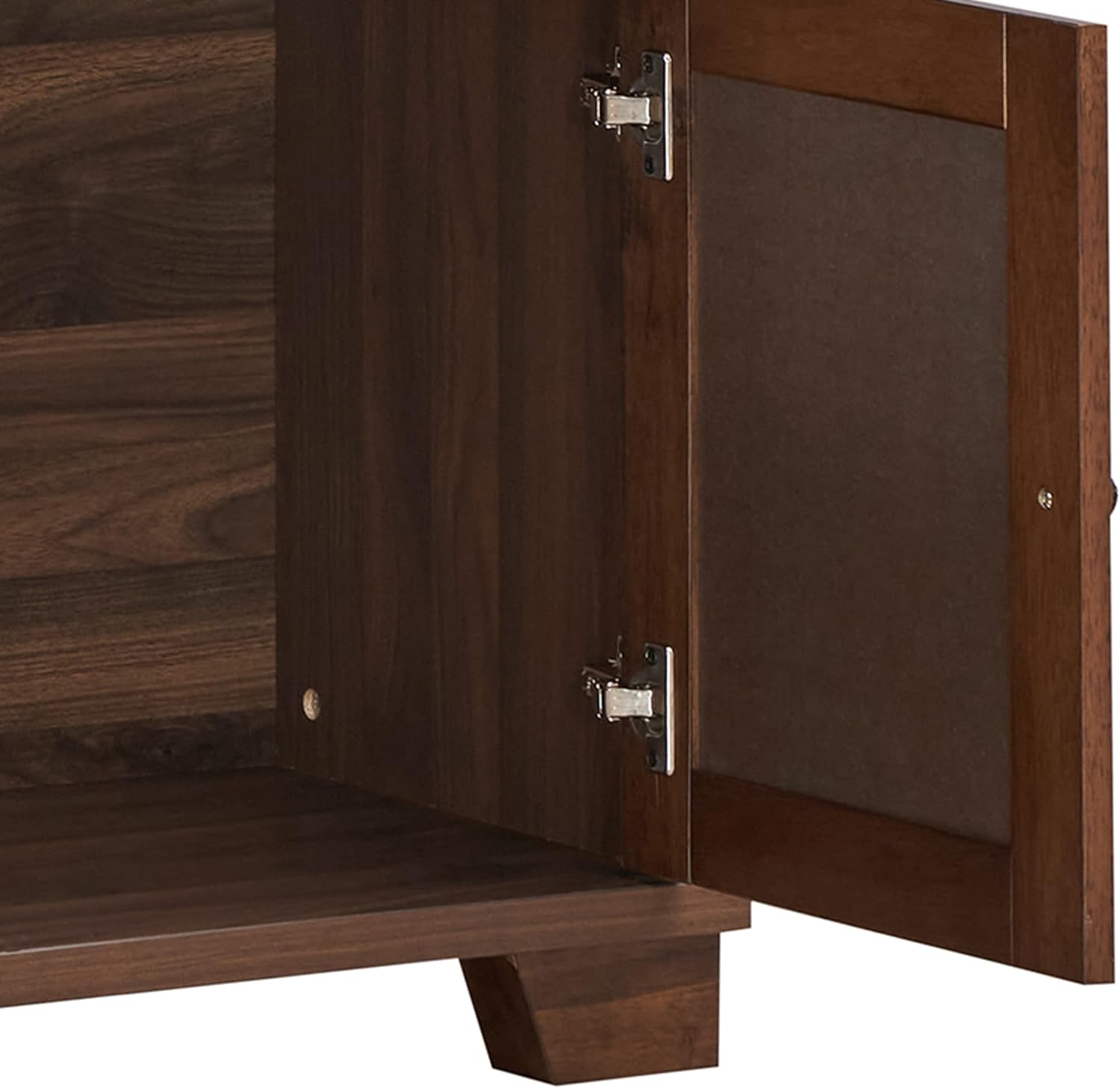 Farmhouse wooden wine cabinet with glass doors and metal hardware - Elirian