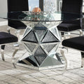 Runder Esstisch aus Acrylglas mit Diamantakzenten und verspiegeltem Sockel