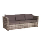 Dunkelgraue 6-teilige Gartenmöbelgarnitur aus Rattan mit Kissen und Glastisch