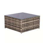 Dunkelgraue 6-teilige Gartenmöbelgarnitur aus Rattan mit Kissen und Glastisch