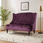 Glam Rosin Velvet 2-Sitzer-Sofa mit hoher Ohrenlehne und rautenförmiger Knopfheftung