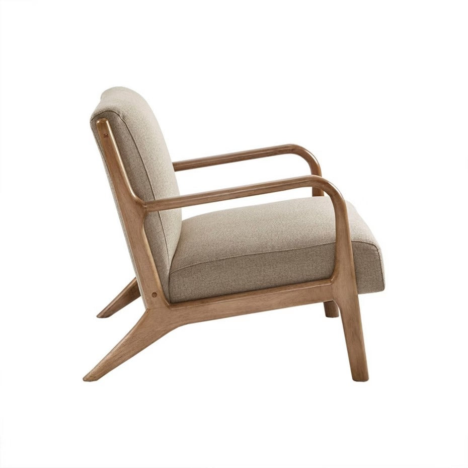Fauteuil d'appoint élégant avec structure en bois crème et revêtement confortable