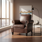 Moderner Akzentstuhl aus Kunstleder mit Ziernägeln und Beinen aus Birkenholz